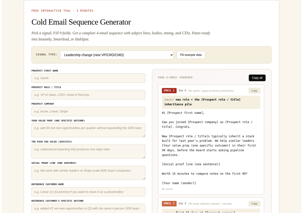 Free Cold Email Sequence Generator