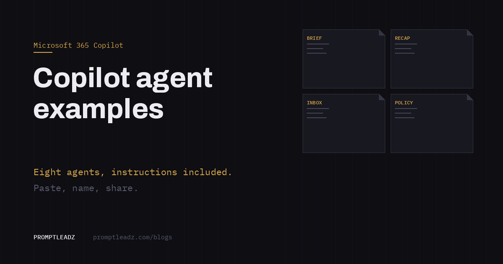 Copilot agent examples: eight agents with instructions you can paste