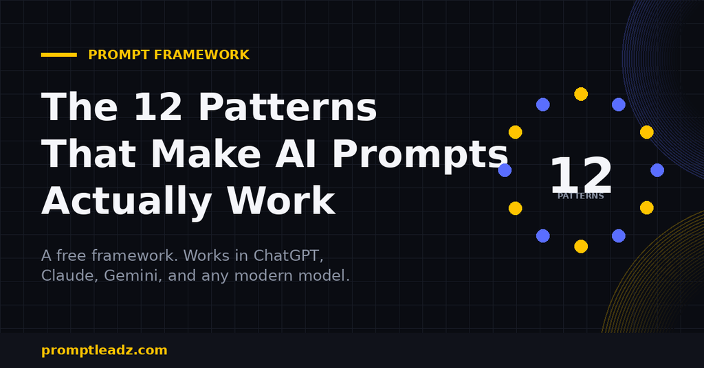 The 12 prompt patterns framework on a dark background