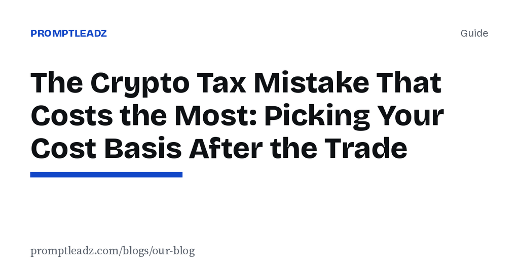 The Crypto Tax Mistake That Costs the Most: Picking Your Cost Basis After the Trade