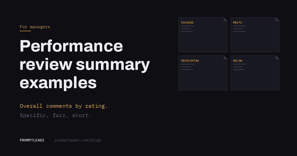 Performance review summary examples: overall comments for every rating