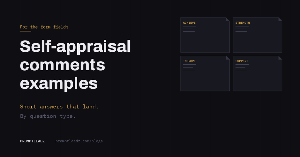 Self-appraisal comments by employee: examples for every form field