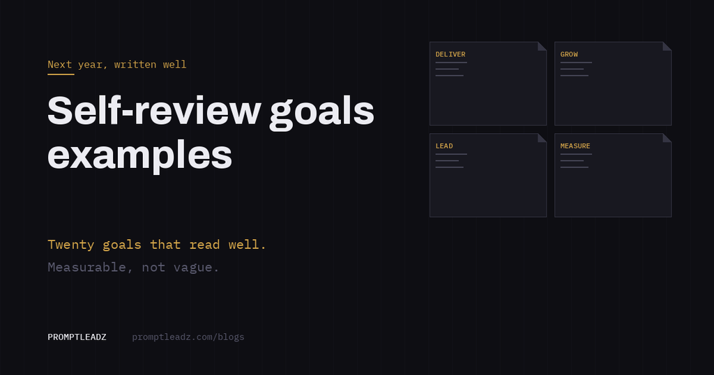 Self-review goals examples: 20 goals that read well and can be measured