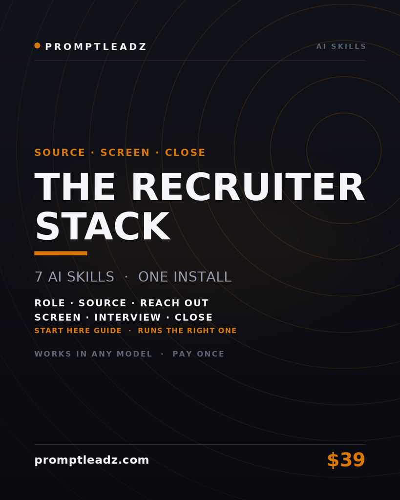 The Recruiter Stack — seven AI skills, one install