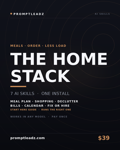 The Home Stack — seven AI skills, one install