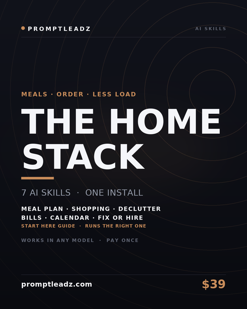 The Home Stack — seven AI skills, one install