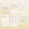 Six page peek inside The Fed Week showing cover, pillars, daily page, weekly meal plan, affirmation vault, and AI meal generator page