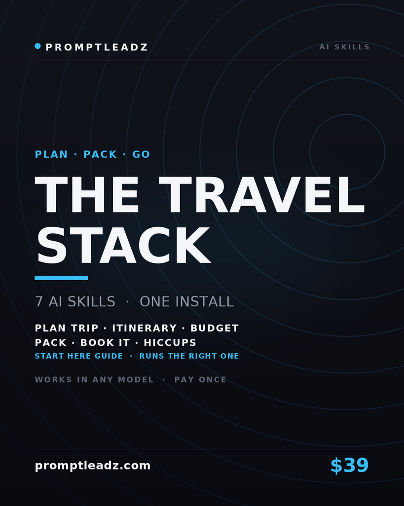 The Travel Stack — seven AI skills, one install