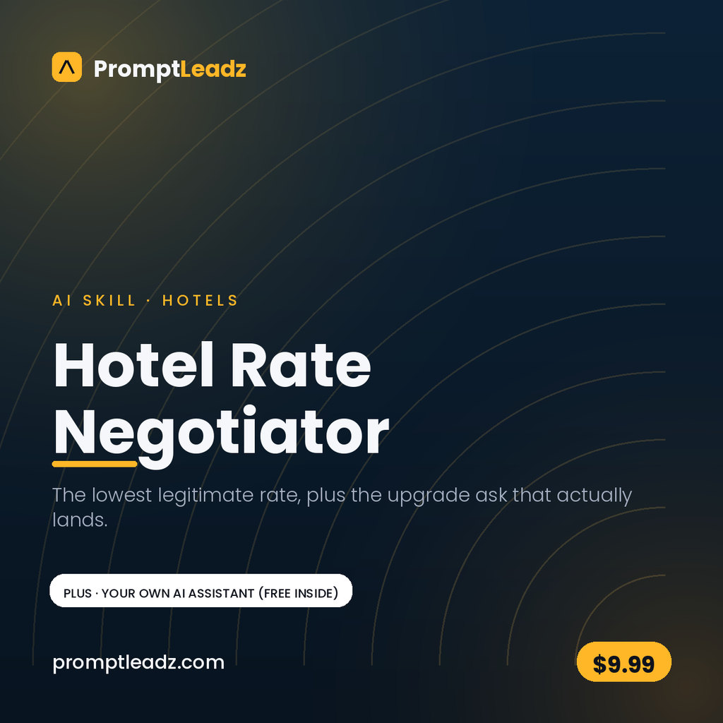 PromptLeadz Hotel Rate Negotiator AI Skill, $9.99
