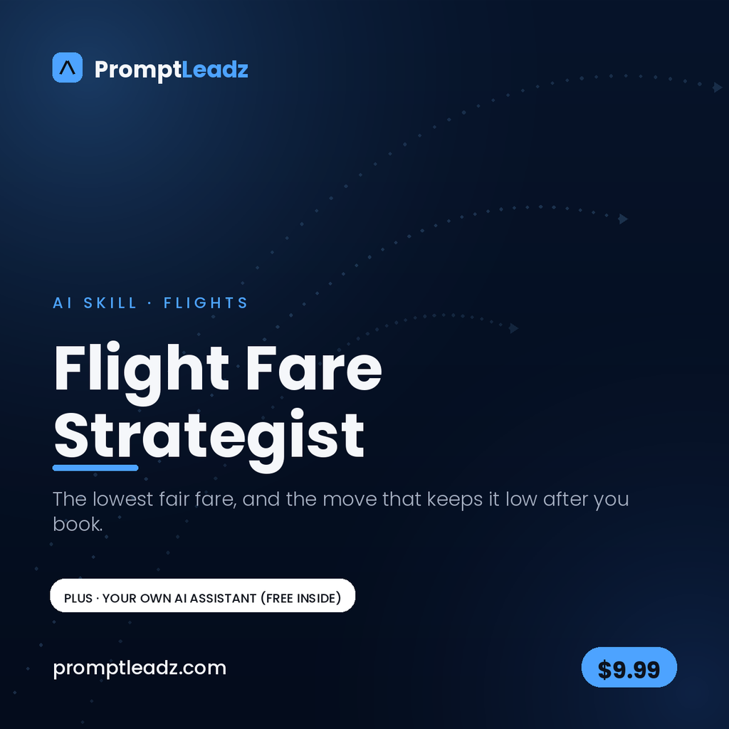 PromptLeadz Flight Fare Strategist AI Skill, $9.99
