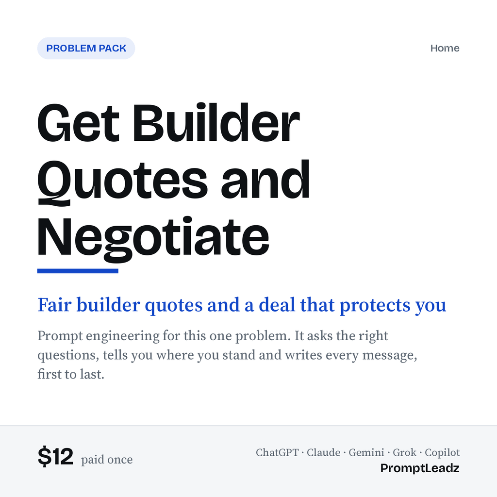 Get Builder Quotes and Negotiate: Problem Pack cover