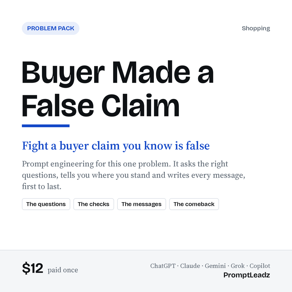 Buyer Made a False Claim: Problem Pack cover