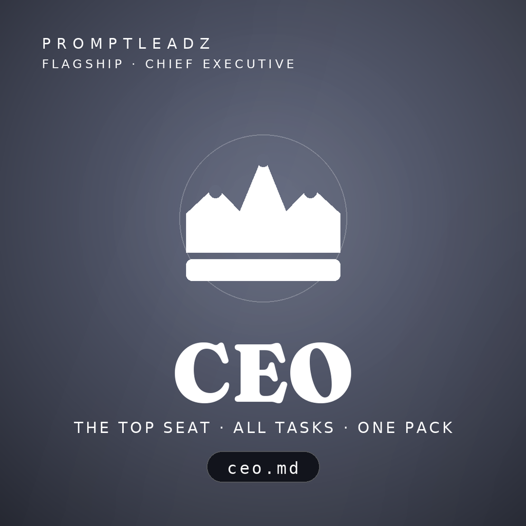 CEO, a PromptLeadz chief executive flagship, the top seat in one pack