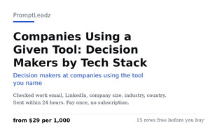 Companies Using a Given Tool: Decision Makers by Tech Stack