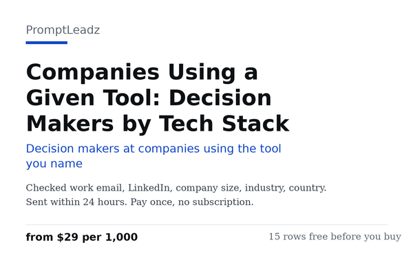 Companies Using a Given Tool: Decision Makers by Tech Stack