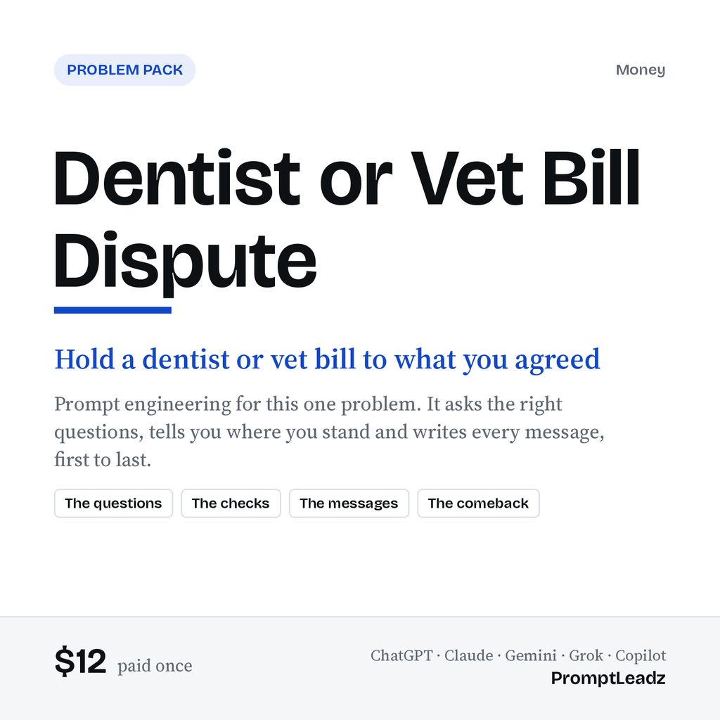Dentist or Vet Bill Dispute: Problem Pack cover
