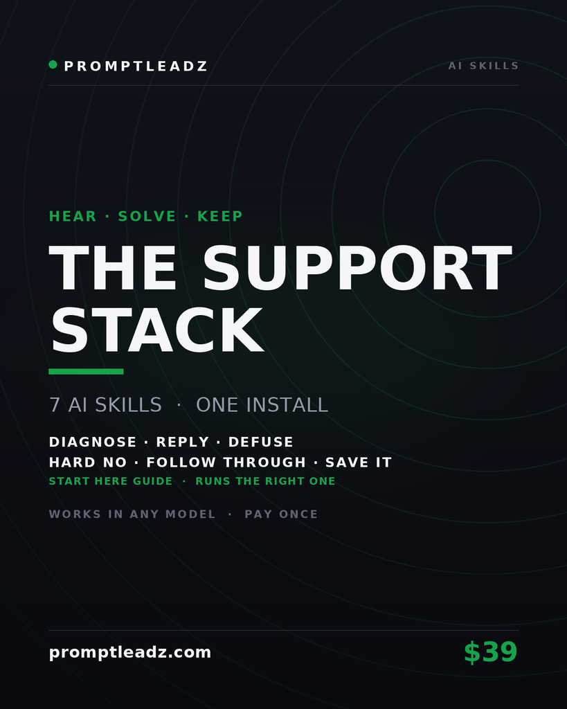 The Support Stack — seven AI skills, one install