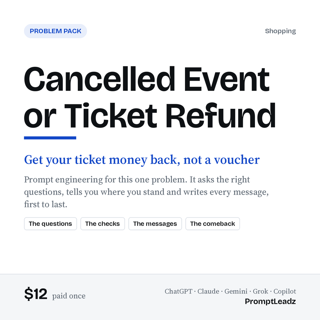 Cancelled Event or Ticket Refund: Problem Pack cover