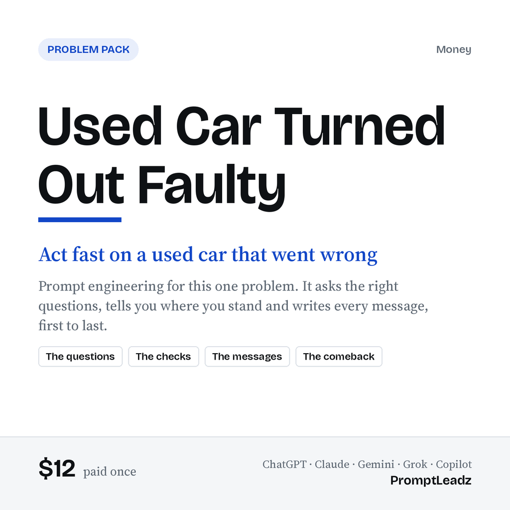 Used Car Turned Out Faulty: Problem Pack cover