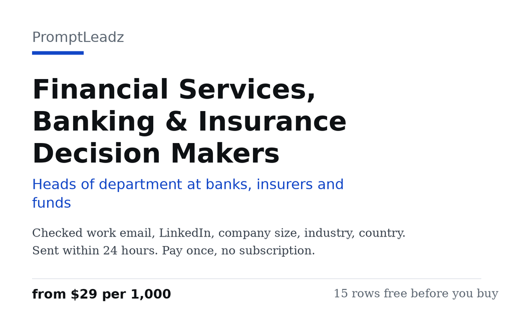 Financial Services, Banking & Insurance Decision Makers cover