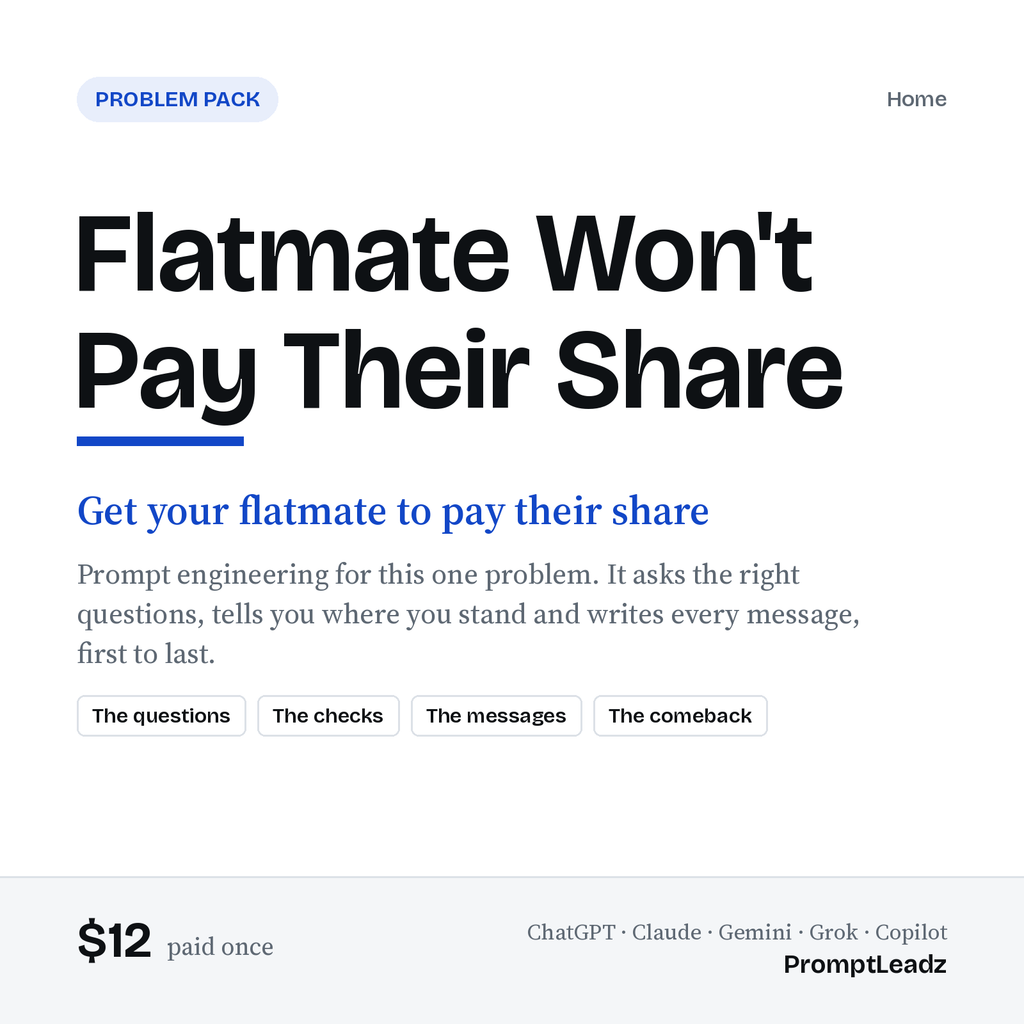 Flatmate Won't Pay Their Share: Problem Pack cover