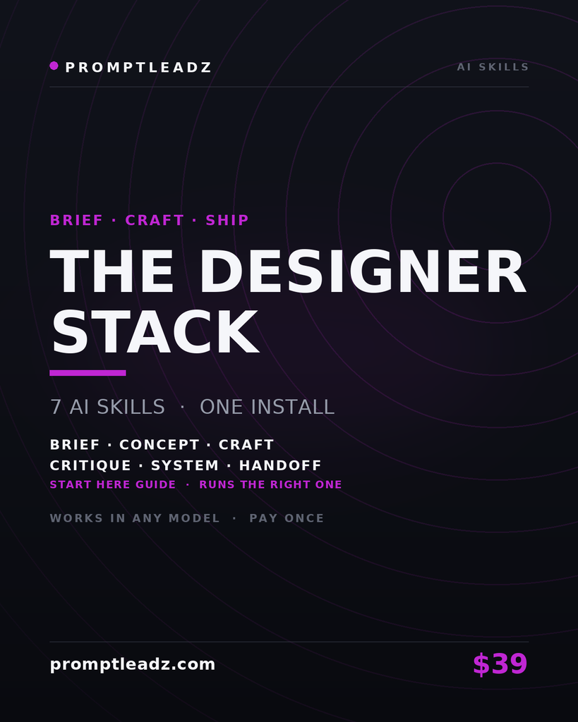The Designer Stack — seven AI skills, one install