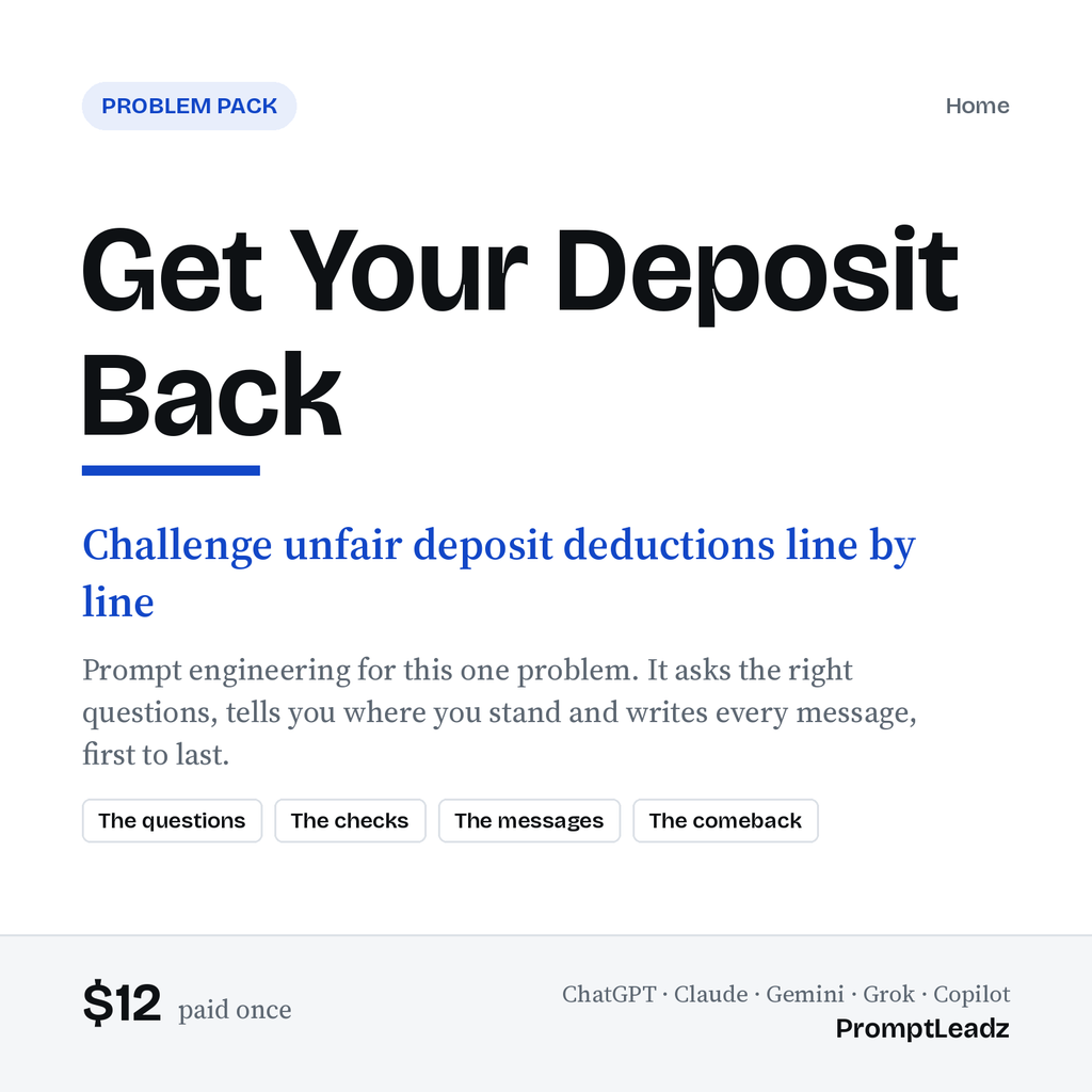 Get Your Deposit Back: Problem Pack cover