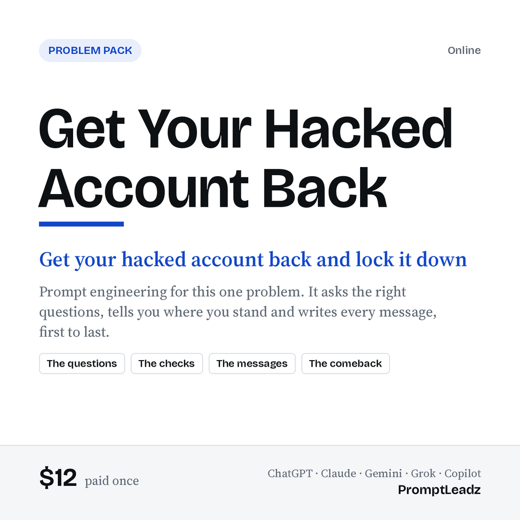 Get Your Hacked Account Back: Problem Pack cover