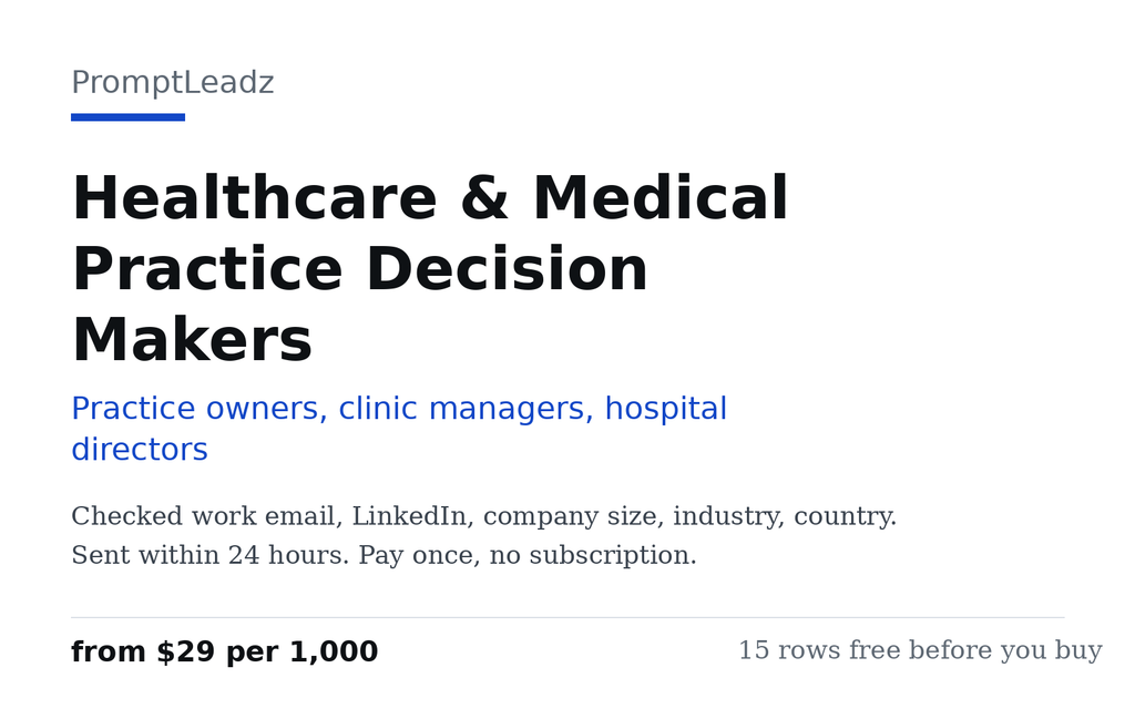 Healthcare & Medical Practice Decision Makers cover