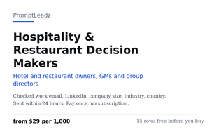 Hospitality & Restaurant Decision Makers