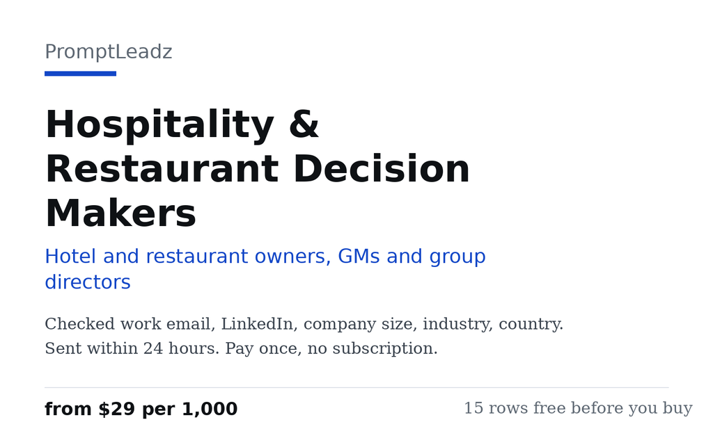 Hospitality & Restaurant Decision Makers cover