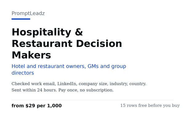 Hospitality & Restaurant Decision Makers