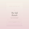 The Soft Return postpartum recovery cover, cream and dusty rose, italic serif title