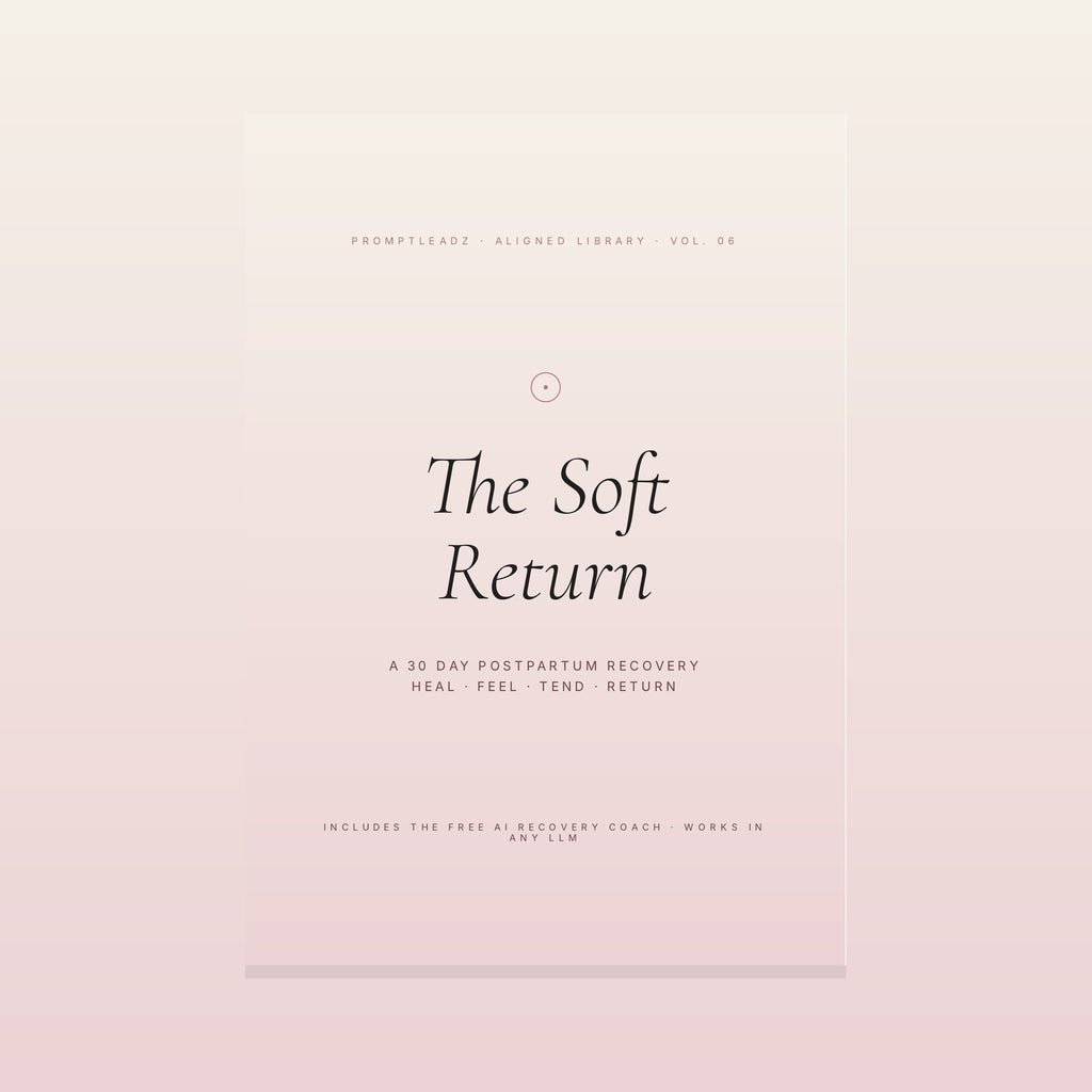 The Soft Return postpartum recovery cover, cream and dusty rose, italic serif title