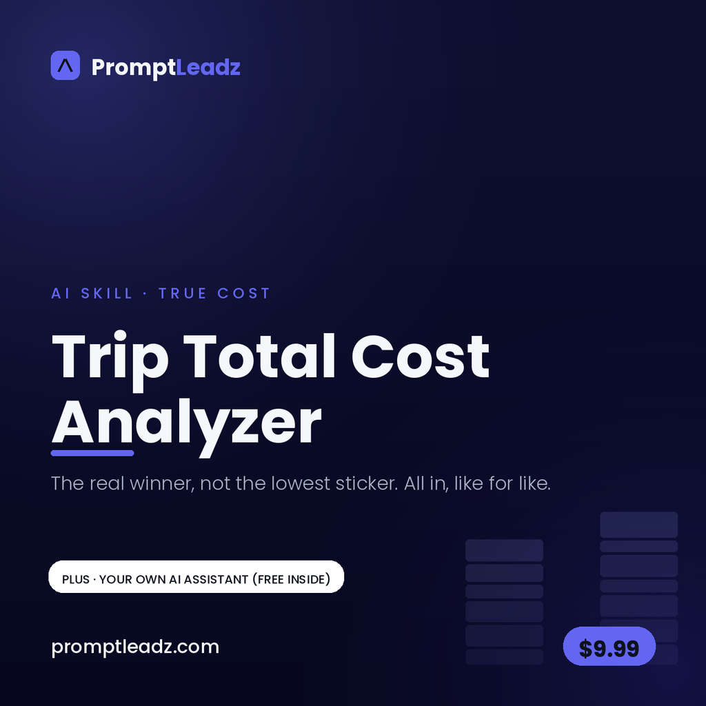 PromptLeadz Trip Total Cost Analyzer AI Skill, $9.99