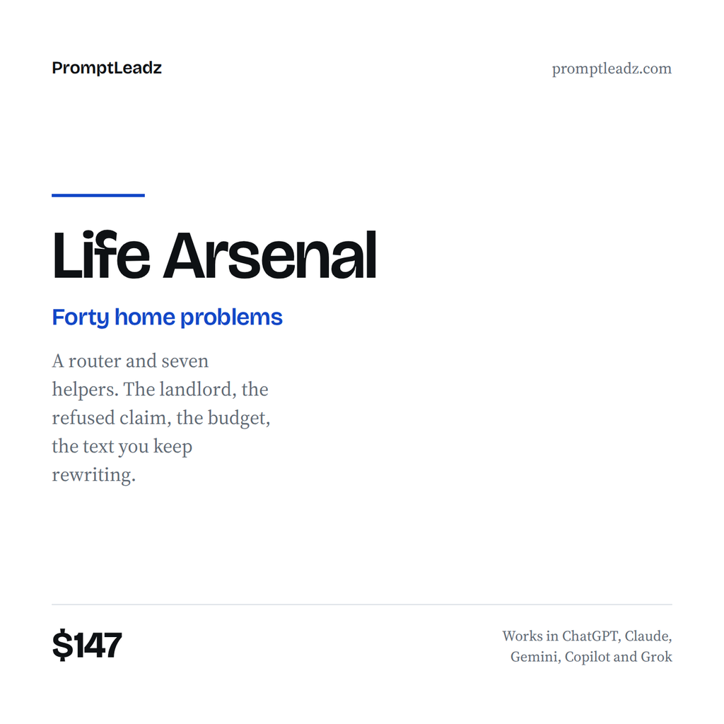 Life Arsenal. Forty home problems, a router and seven helpers. $147.