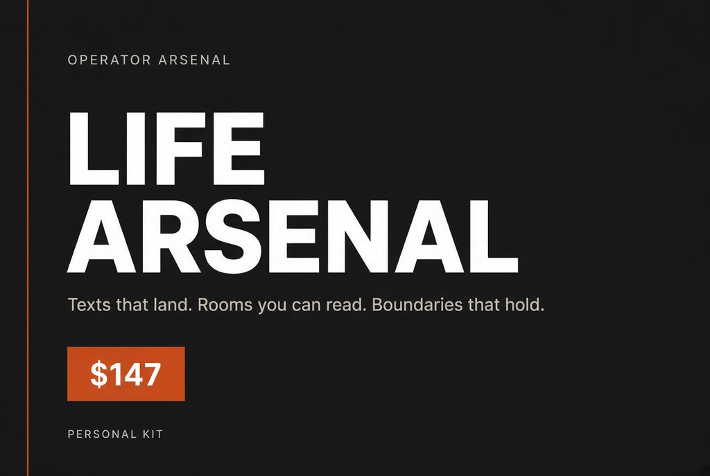 Life Arsenal — Texts that land. Rooms you can read. Boundaries that hold.