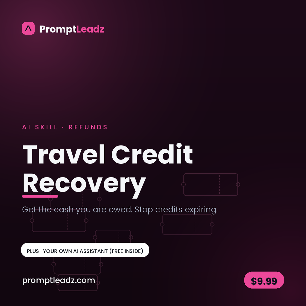 PromptLeadz Travel Credit Recovery AI Skill, $9.99