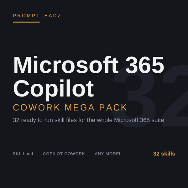 Microsoft 365 Copilot Cowork Skills Mega Pack cover