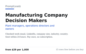 Manufacturing Company Decision Makers