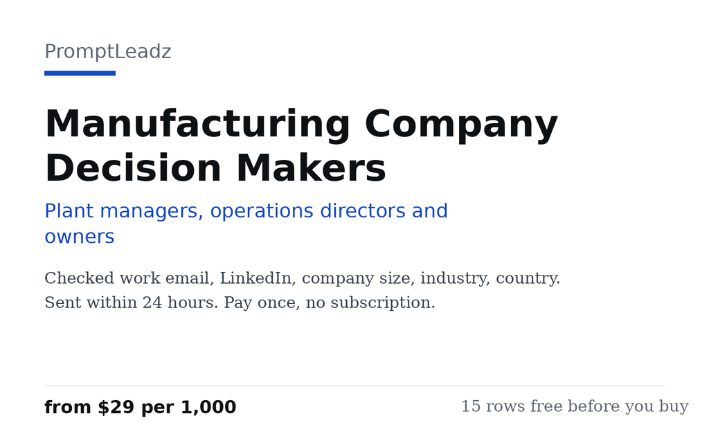 Manufacturing Company Decision Makers cover