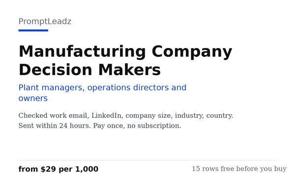 Manufacturing Company Decision Makers