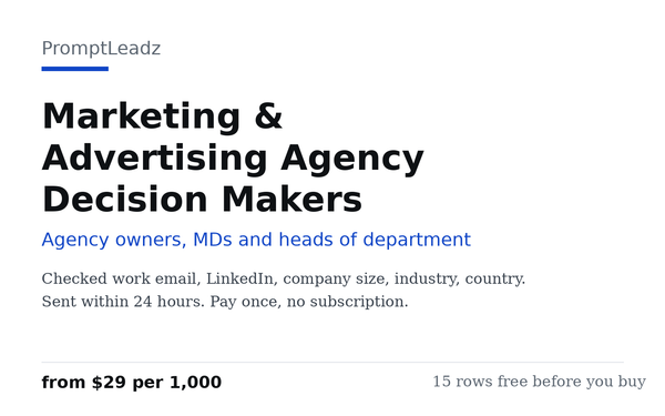 Marketing & Advertising Agency Decision Makers