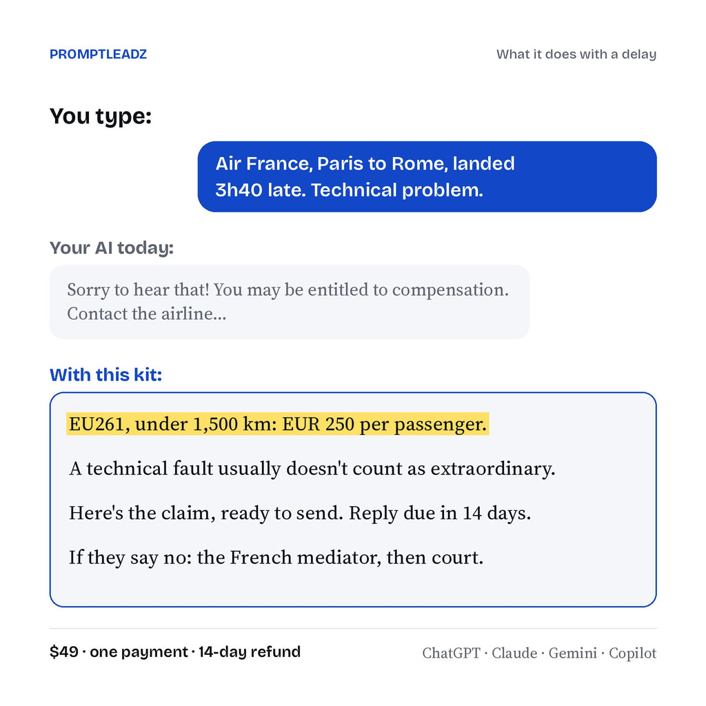 What your AI says about a 3h40 flight delay with this kit