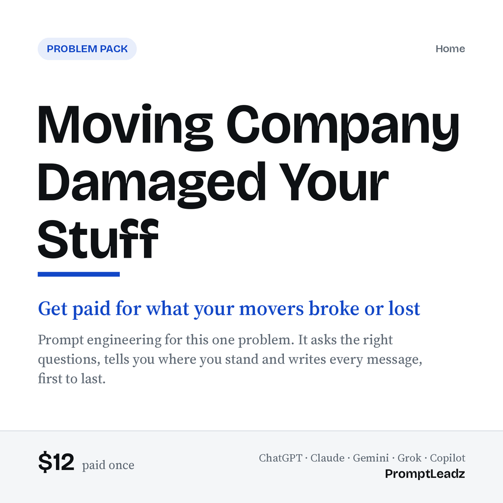 Moving Company Damaged Your Stuff: Problem Pack cover