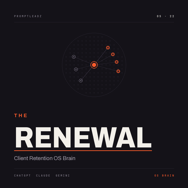 THE RENEWAL — Client Retention OS Brain cover, PromptLeadz