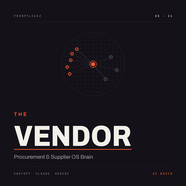 THE VENDOR — Procurement and Supplier OS Brain cover, PromptLeadz