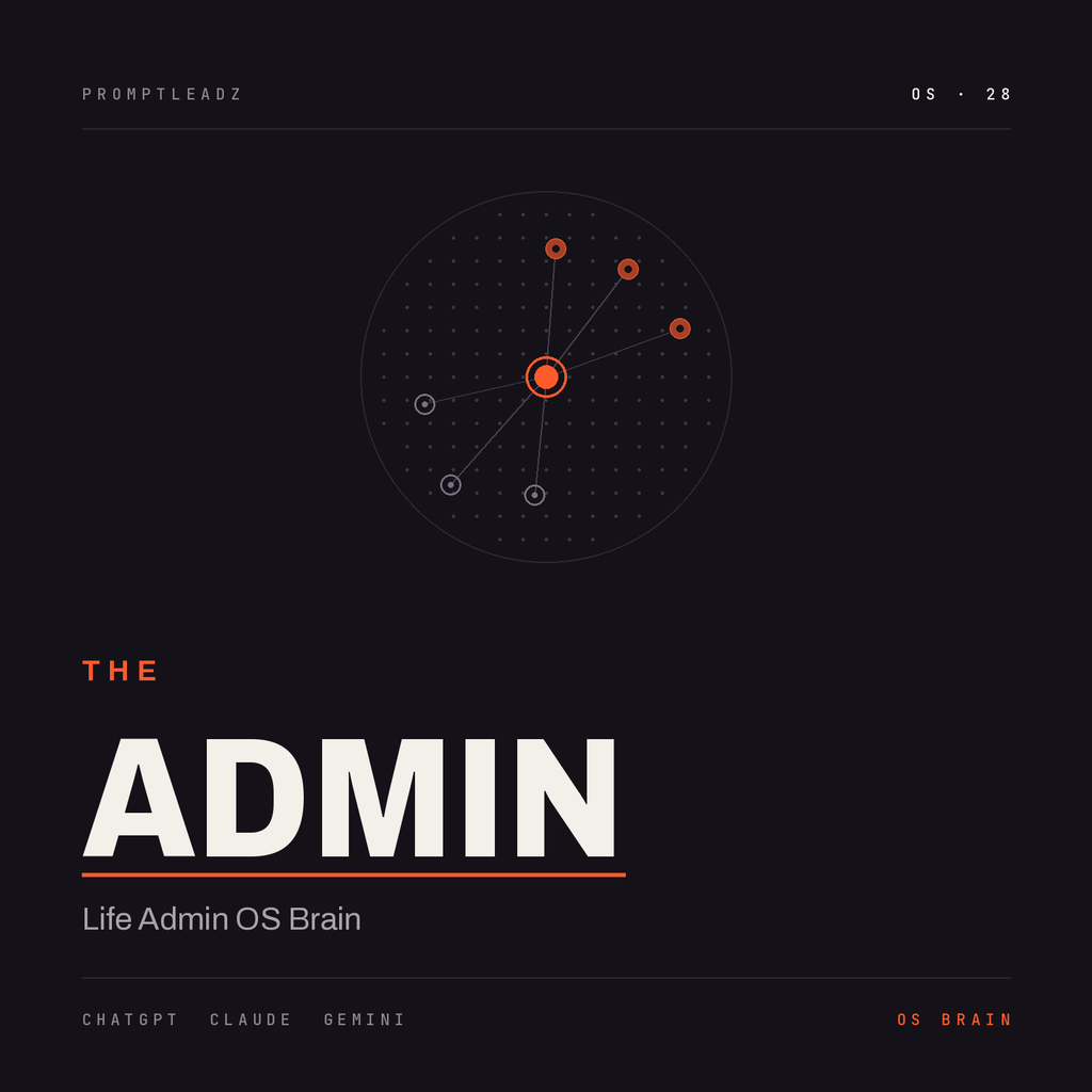 THE ADMIN — Life Admin OS Brain cover, PromptLeadz