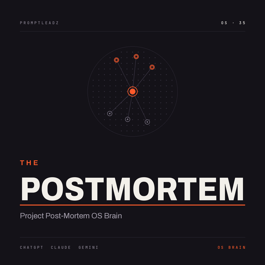 THE POSTMORTEM — Project Post-Mortem OS Brain cover, PromptLeadz