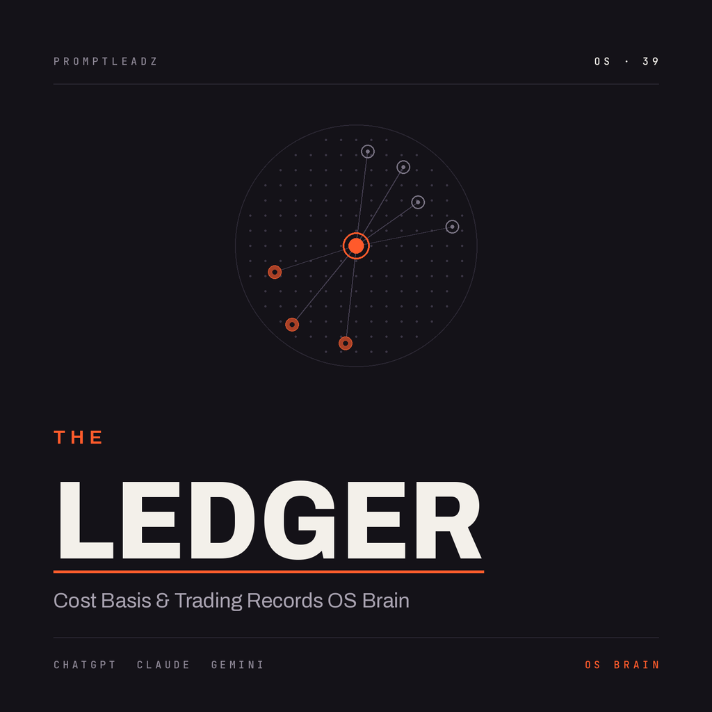THE LEDGER — Cost Basis and Trading Records OS Brain cover, PromptLeadz